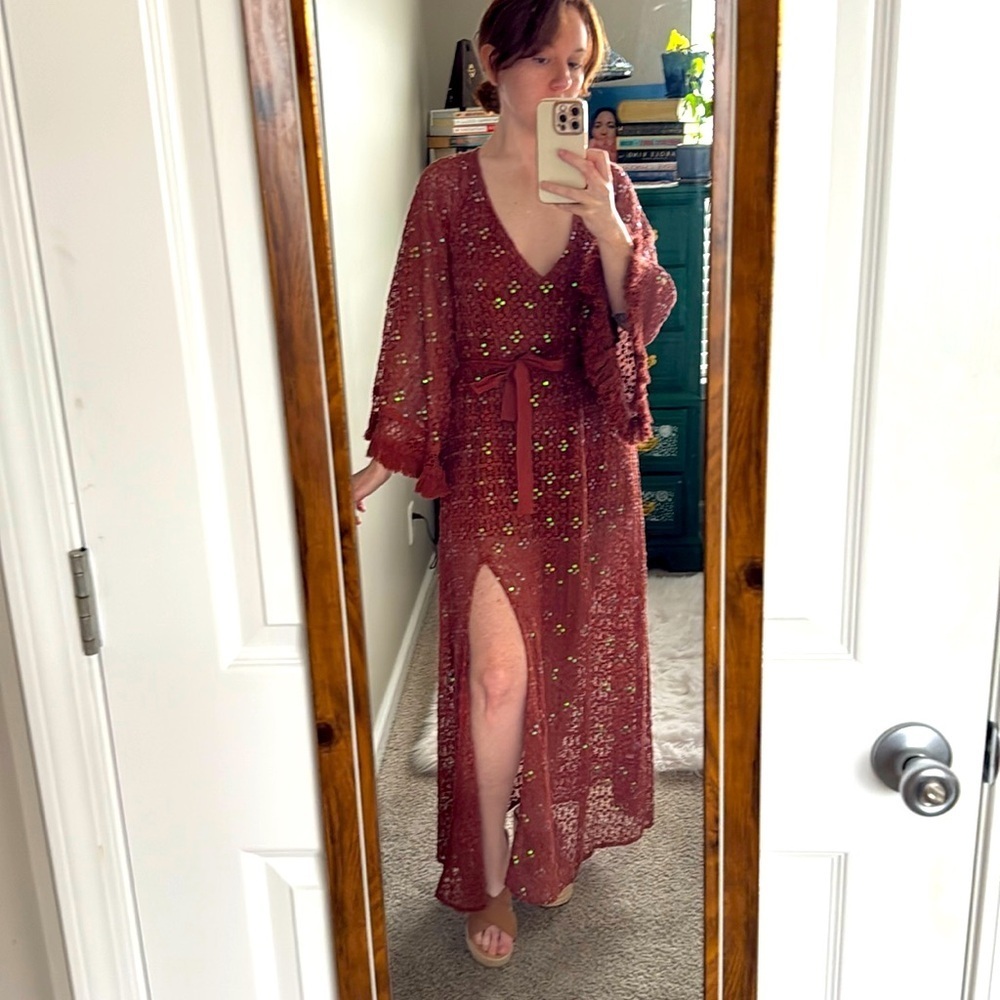 Burnt Orange Sequined Crochet Dress size XS/S by Sundress